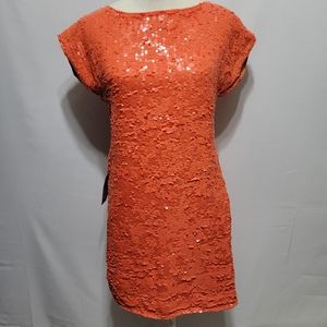 Trina Turk Sequin Cocktail Orange Dress Womens Size 2 Party